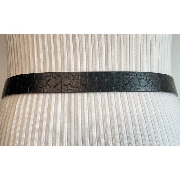 Calvin Klein Belt Reversable Fashion Black Logo Tooled White Brush Stroke Print - Picture 7 of 16
